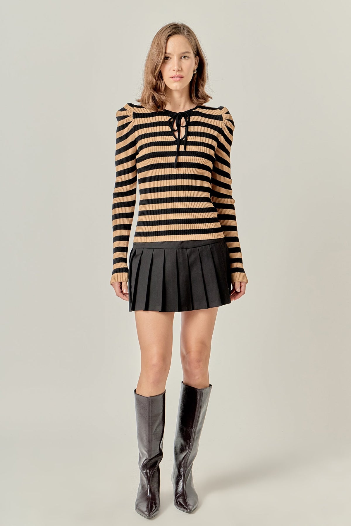 ENGLISH FACTORY - Stripe Bow Knit Top - TOPS available at Objectrare