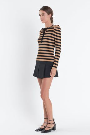 ENGLISH FACTORY - English Factory - Stripe Bow Knit Top - TOPS available at Objectrare