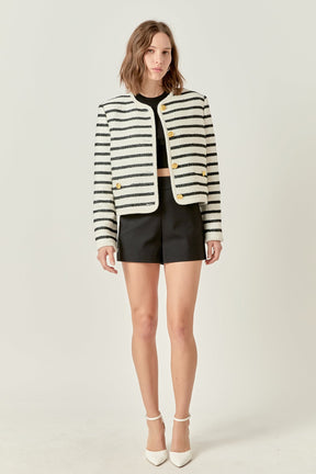 ENGLISH FACTORY - Stripe Tweed Jacket - JACKETS available at Objectrare