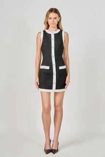 ENDLESS ROSE - Tweed Sleeveless Mini Dress - DRESSES available at Objectrare