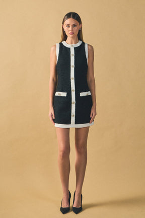 ENDLESS ROSE - Tweed Sleeveless Mini Dress - DRESSES available at Objectrare