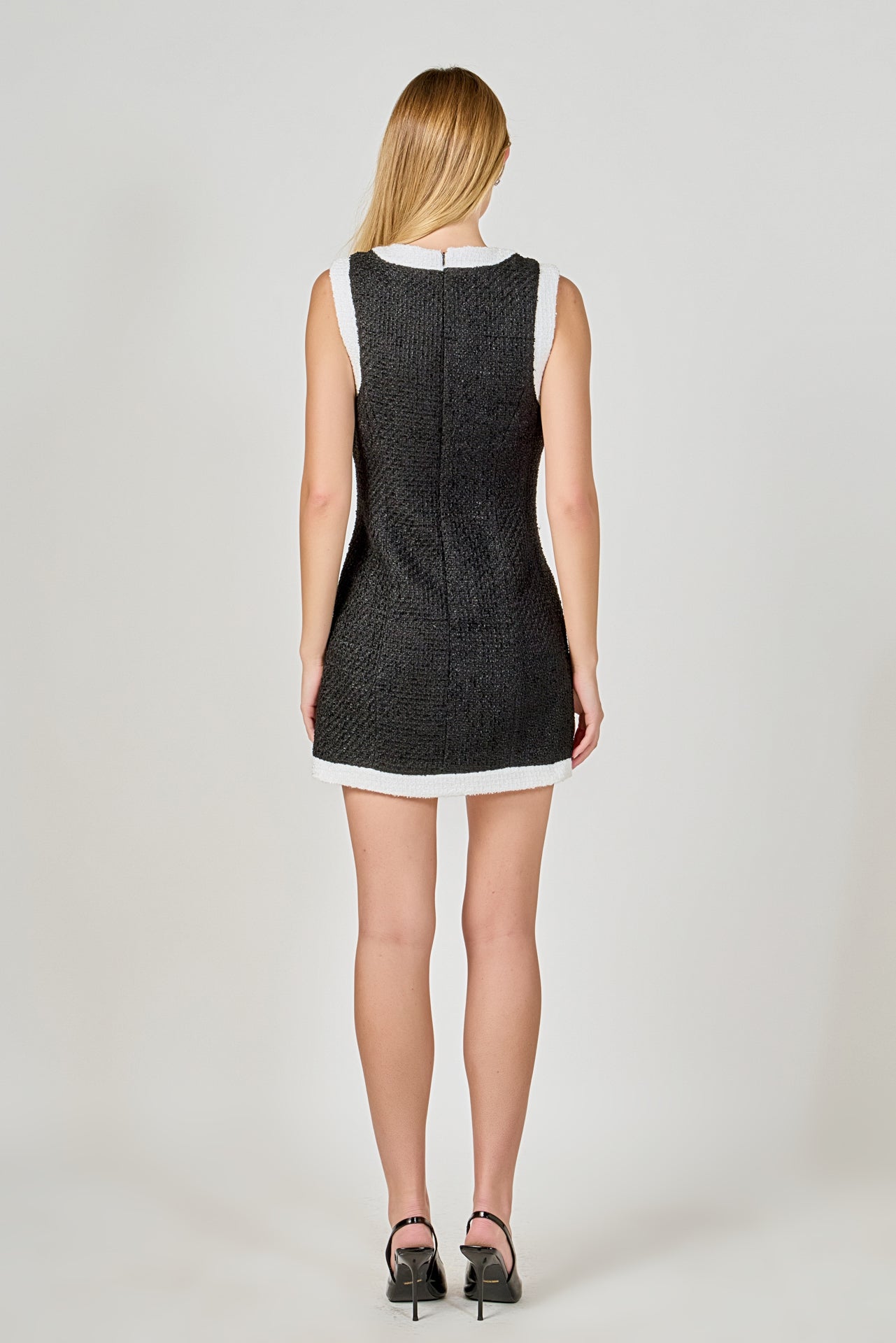 ENDLESS ROSE - Tweed Sleeveless Mini Dress - DRESSES available at Objectrare