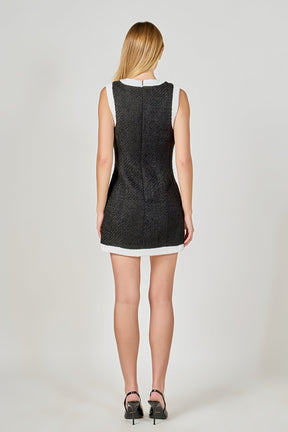 ENDLESS ROSE - Tweed Sleeveless Mini Dress - DRESSES available at Objectrare