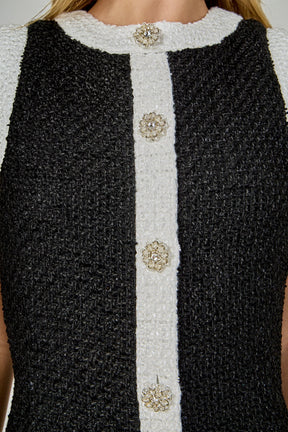 ENDLESS ROSE - Tweed Sleeveless Mini Dress - DRESSES available at Objectrare