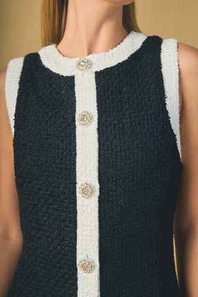 ENDLESS ROSE - Tweed Sleeveless Mini Dress - DRESSES available at Objectrare