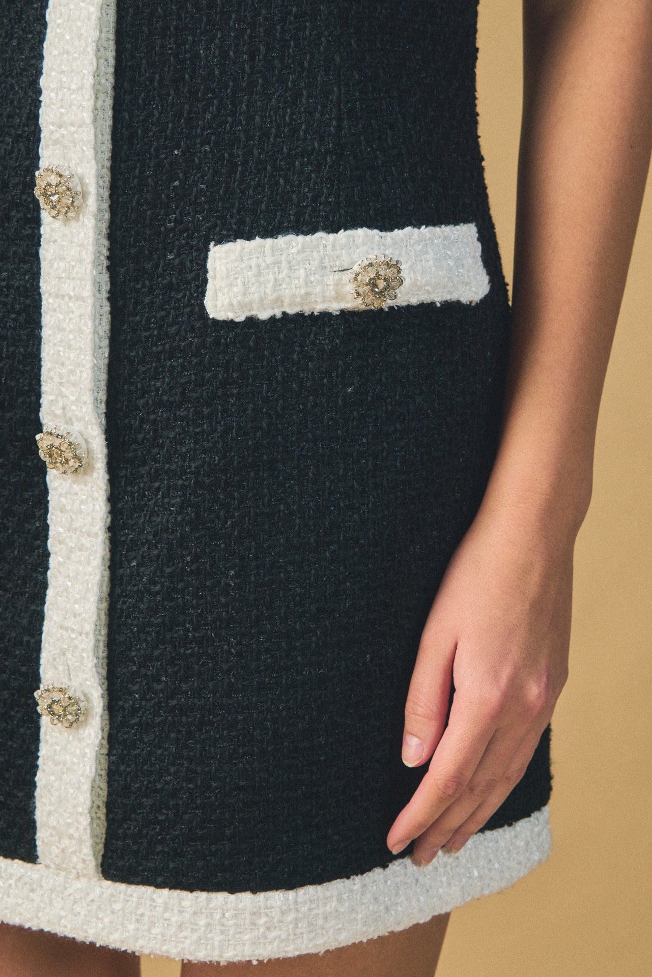 ENDLESS ROSE - Tweed Sleeveless Mini Dress - DRESSES available at Objectrare