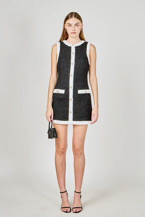 ENDLESS ROSE - Tweed Sleeveless Mini Dress - DRESSES available at Objectrare