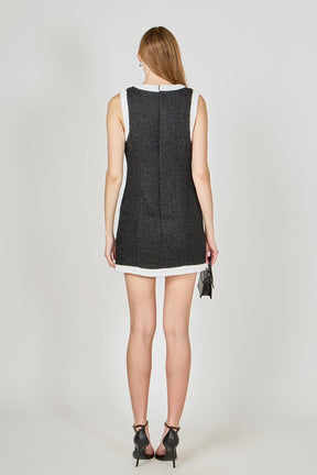 ENDLESS ROSE - Tweed Sleeveless Mini Dress - DRESSES available at Objectrare