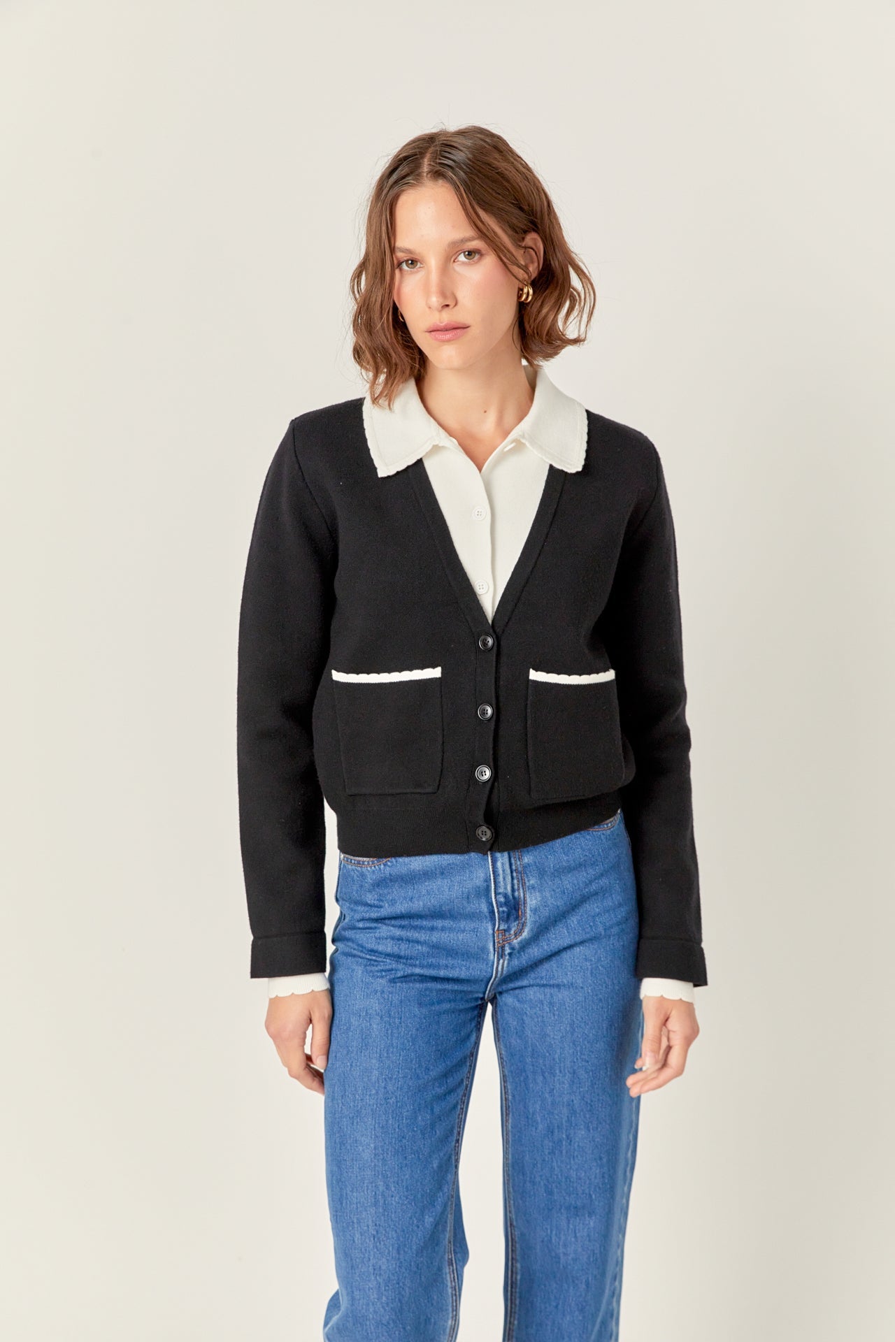 ENGLISH FACTORY - Scallop Varsity Cardigan - SWEATERS & KNITS available at Objectrare