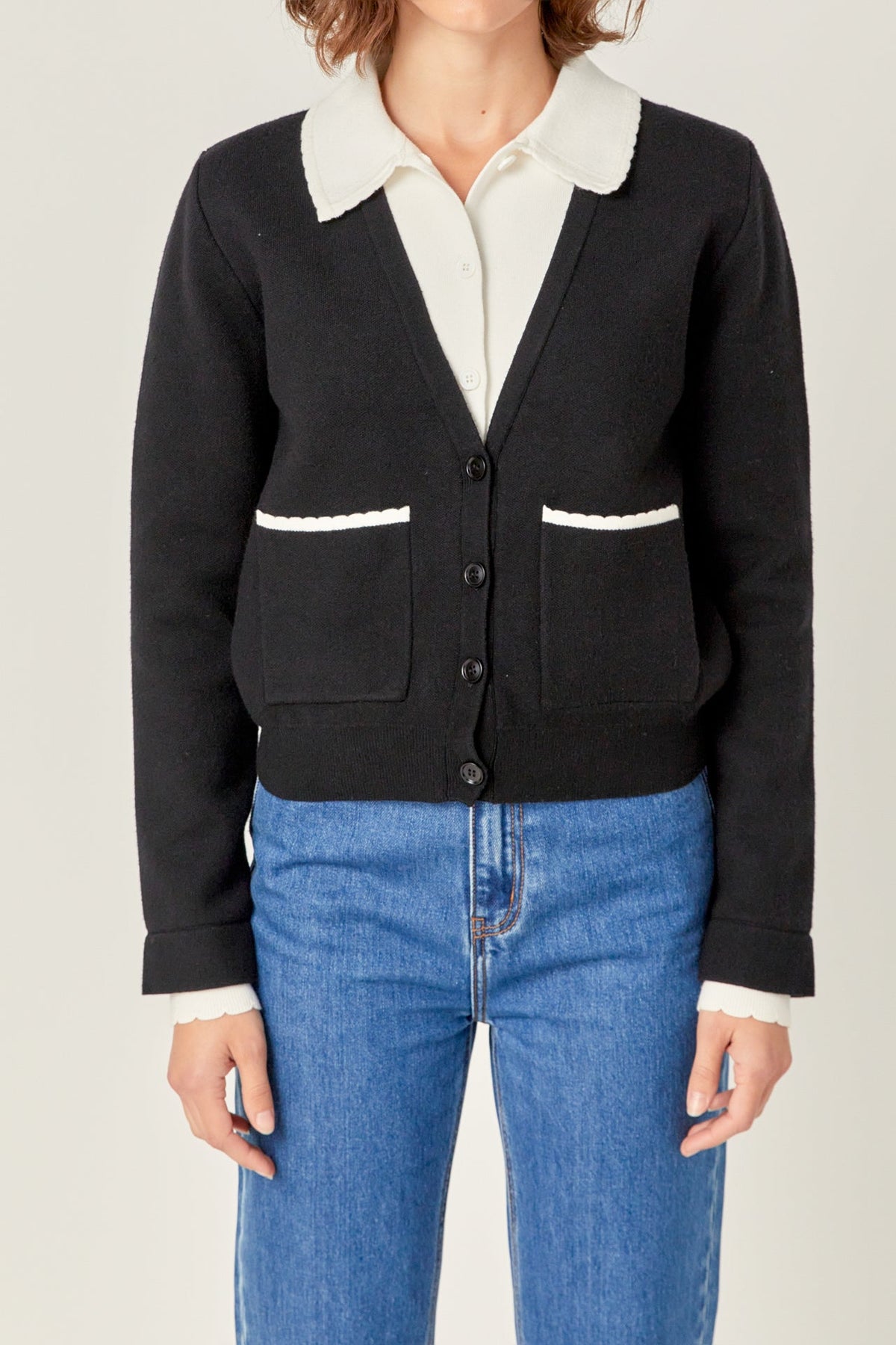 ENGLISH FACTORY - English Factory - Scallop Varsity Cardigan - SWEATERS & KNITS available at Objectrare