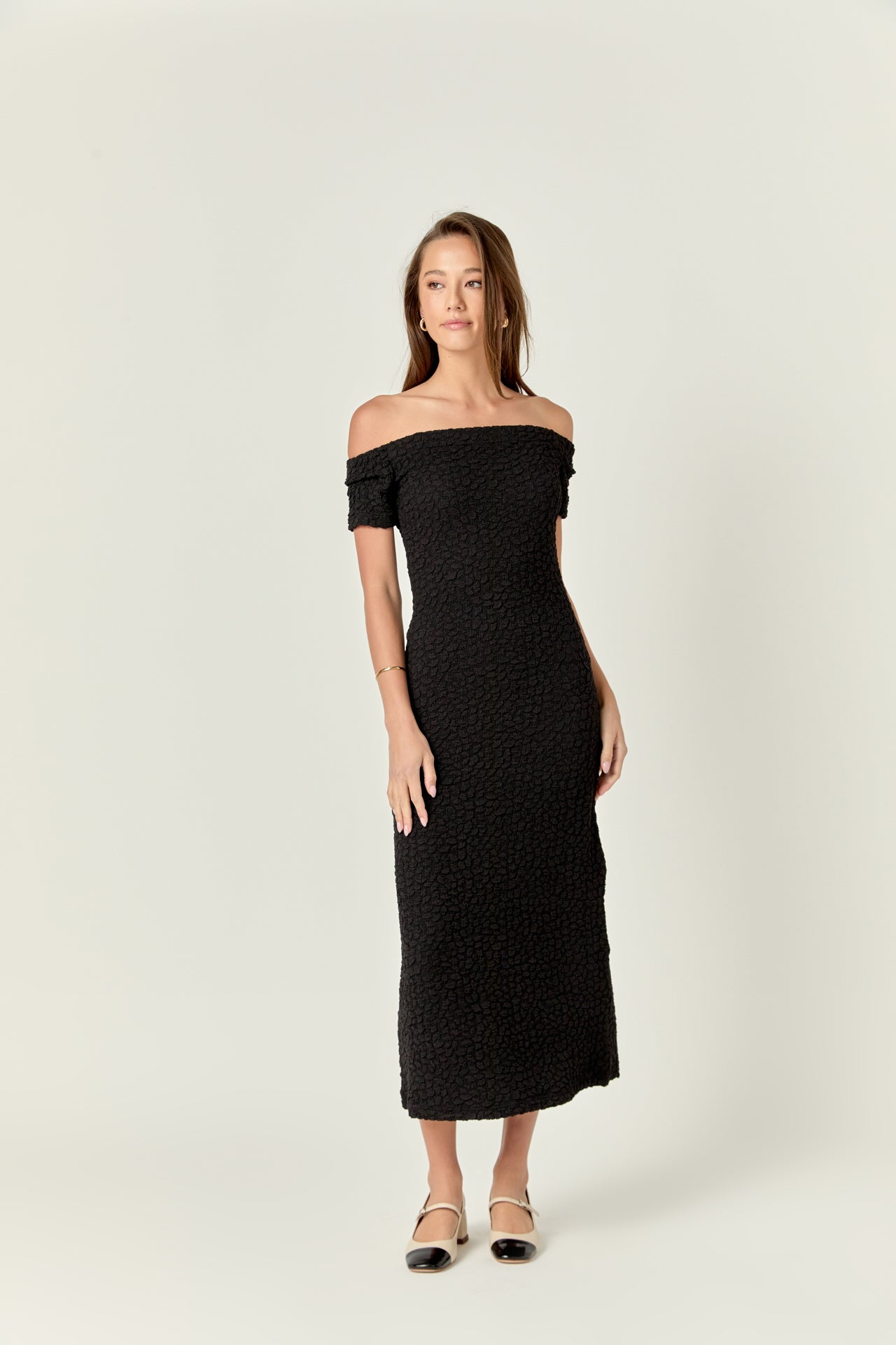 ENGLISH FACTORY - Textured Midi Dress - DRESSES available at Objectrare