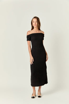 ENGLISH FACTORY - Textured Midi Dress - DRESSES available at Objectrare