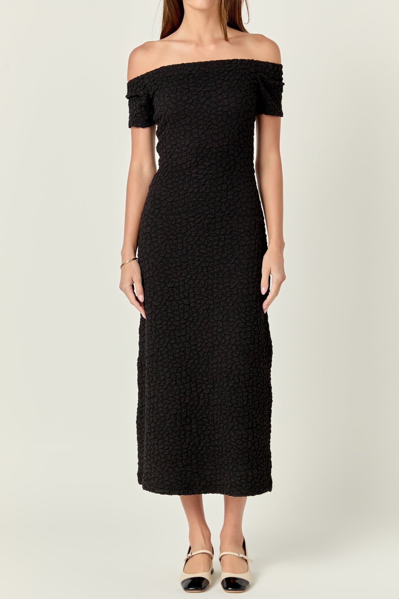 ENGLISH FACTORY - Textured Midi Dress - DRESSES available at Objectrare