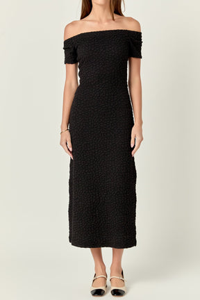 ENGLISH FACTORY - Textured Midi Dress - DRESSES available at Objectrare
