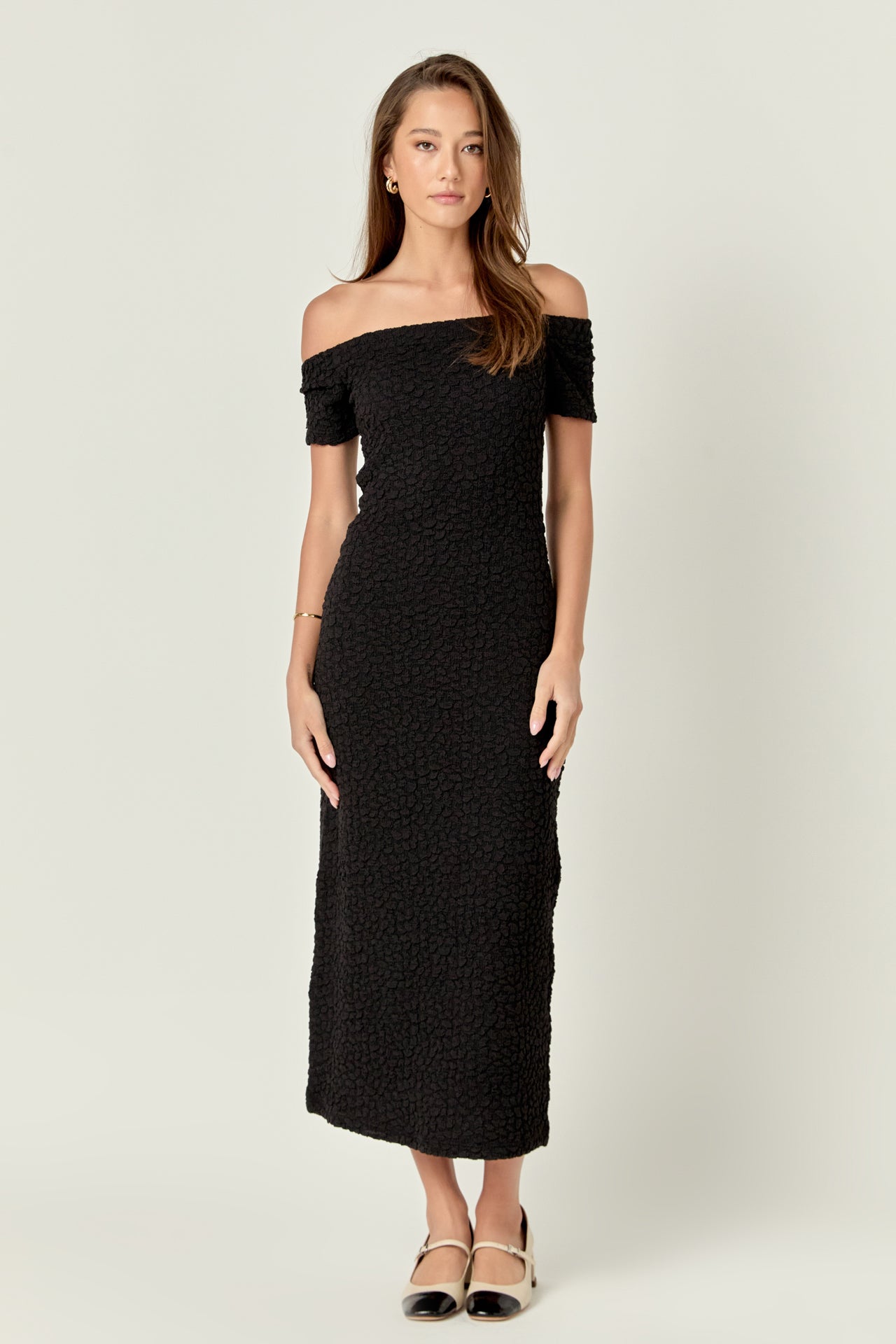 ENGLISH FACTORY - Textured Midi Dress - DRESSES available at Objectrare