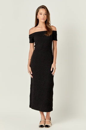ENGLISH FACTORY - Textured Midi Dress - DRESSES available at Objectrare