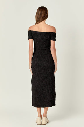 ENGLISH FACTORY - Textured Midi Dress - DRESSES available at Objectrare