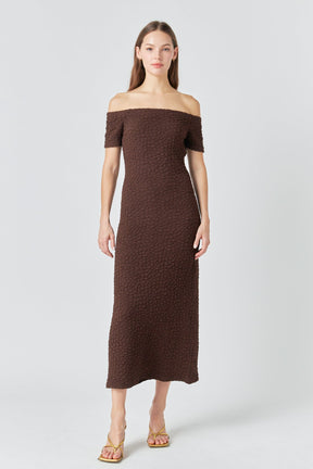 ENGLISH FACTORY - Textured Midi Dress - DRESSES available at Objectrare