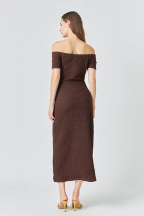 ENGLISH FACTORY - Textured Midi Dress - DRESSES available at Objectrare