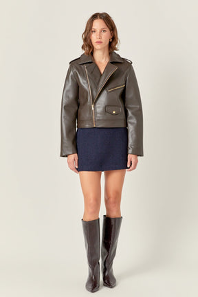 ENGLISH FACTORY - Faux Leather Biker Jacket - JACKETS available at Objectrare