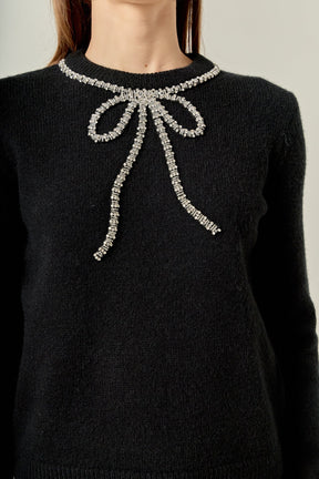 Rhinestone Bow Knit