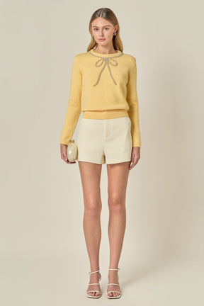 ENGLISH FACTORY - Rhinestone Bow Knit - TOPS available at Objectrare