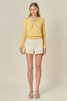 ENGLISH FACTORY - Rhinestone Bow Knit - TOPS available at Objectrare
