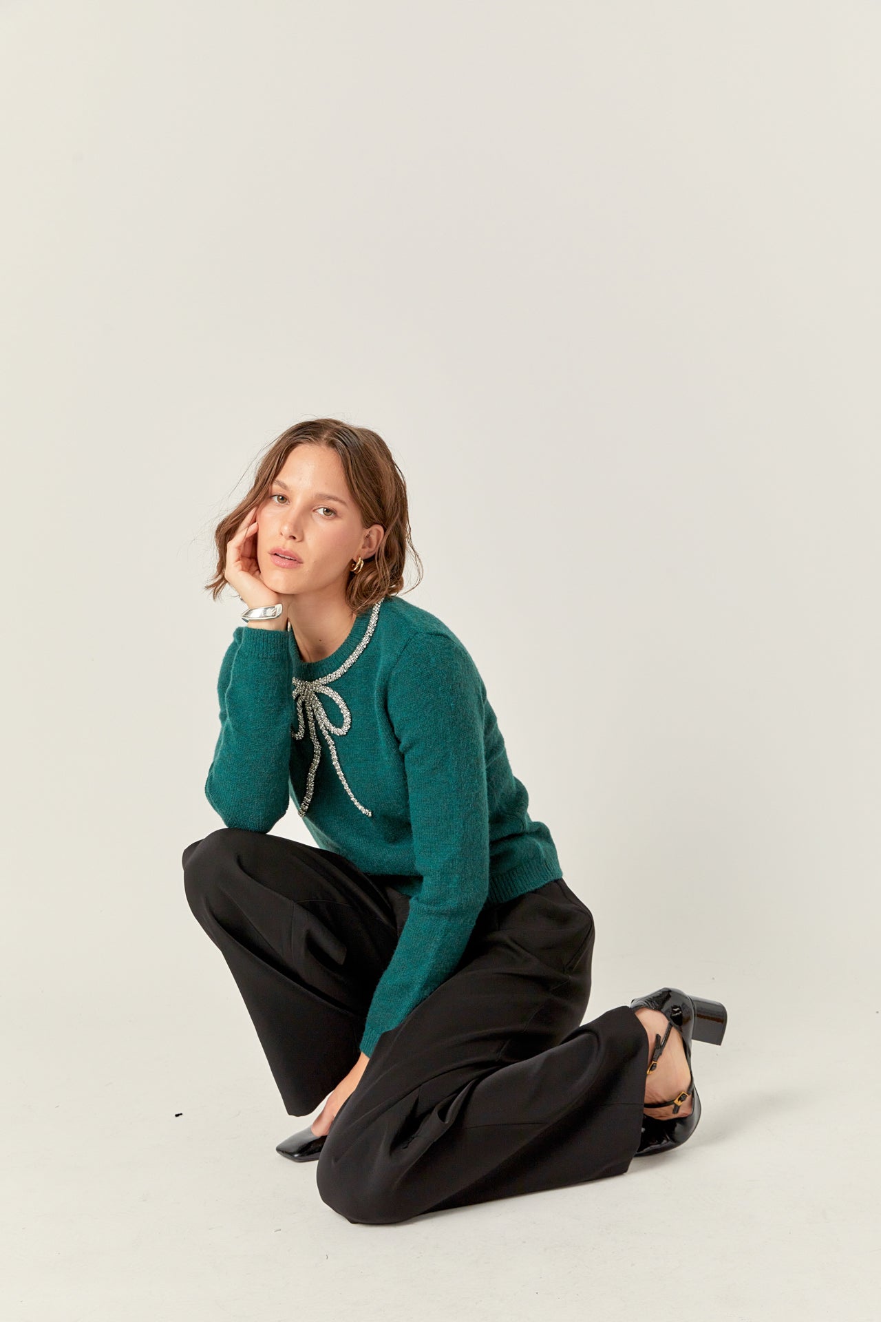Rhinestone Bow Knit