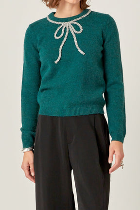 Rhinestone Bow Knit