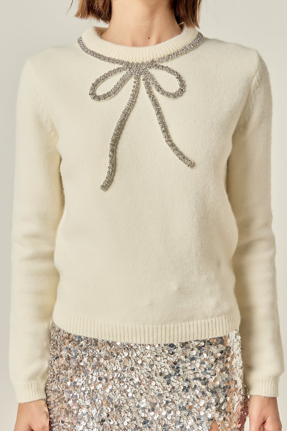 Rhinestone Bow Knit