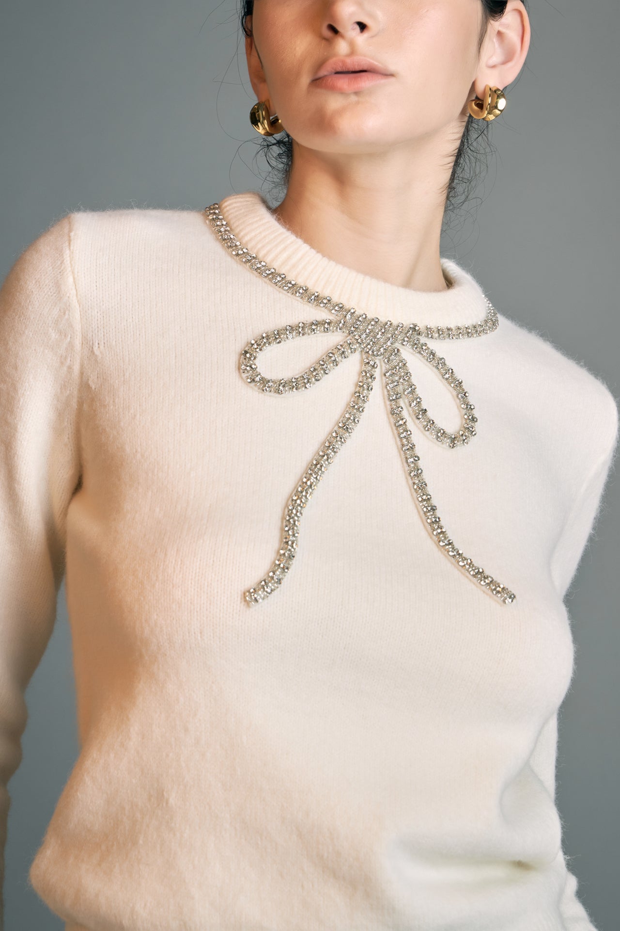 ENGLISH FACTORY - English Factory - Rhinestone Bow Knit - TOPS available at Objectrare