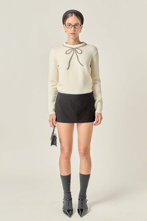 ENGLISH FACTORY - Rhinestone Bow Knit - TOPS available at Objectrare