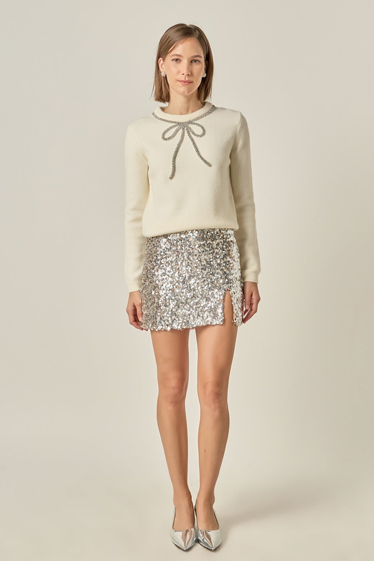 Rhinestone Bow Knit