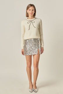 ENGLISH FACTORY - Rhinestone Bow Knit - TOPS available at Objectrare