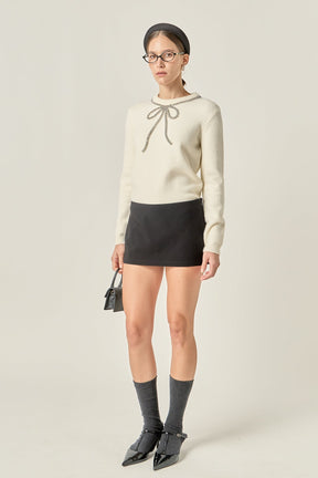 Rhinestone Bow Knit
