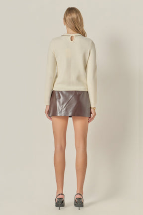 ENGLISH FACTORY - Rhinestone Bow Knit - TOPS available at Objectrare