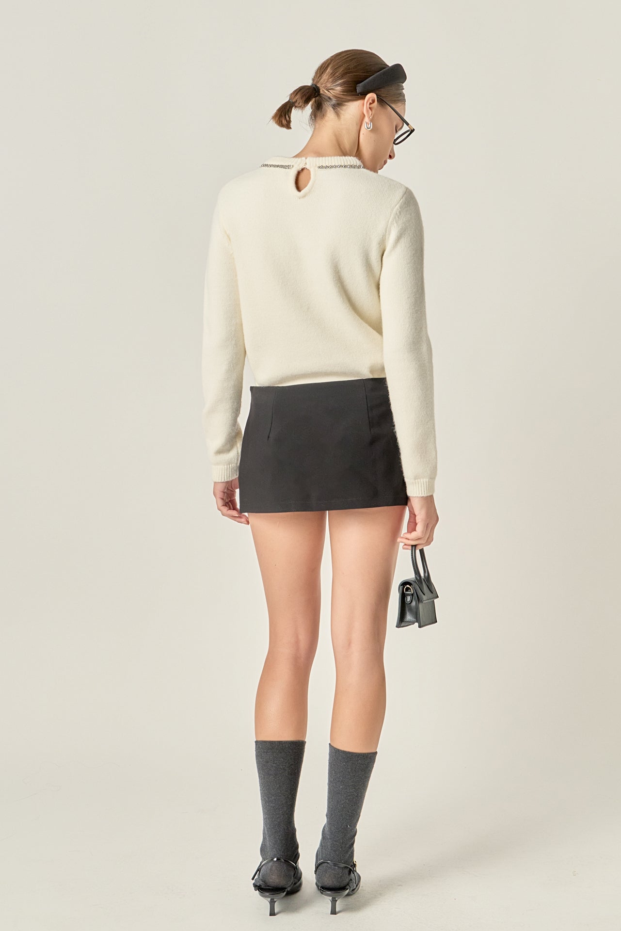 ENGLISH FACTORY - Rhinestone Bow Knit - TOPS available at Objectrare