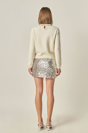 ENGLISH FACTORY - Rhinestone Bow Knit - TOPS available at Objectrare