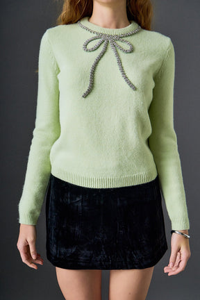 Rhinestone Bow Knit