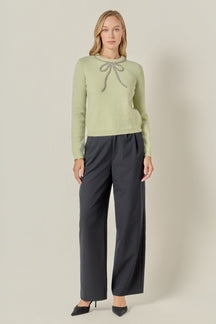 ENGLISH FACTORY - Rhinestone Bow Knit - TOPS available at Objectrare