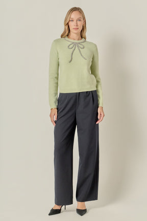 ENGLISH FACTORY - Rhinestone Bow Knit - TOPS available at Objectrare