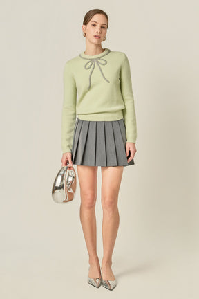 ENGLISH FACTORY - Rhinestone Bow Knit - TOPS available at Objectrare