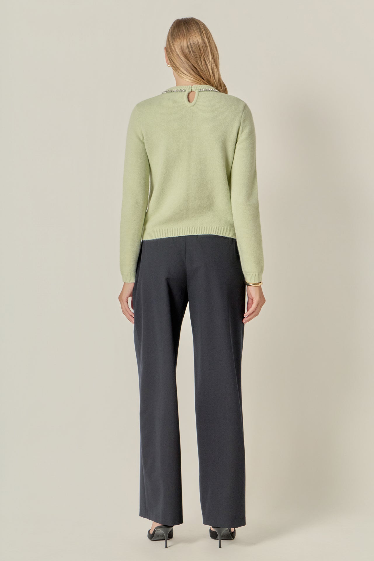 ENGLISH FACTORY - Rhinestone Bow Knit - TOPS available at Objectrare