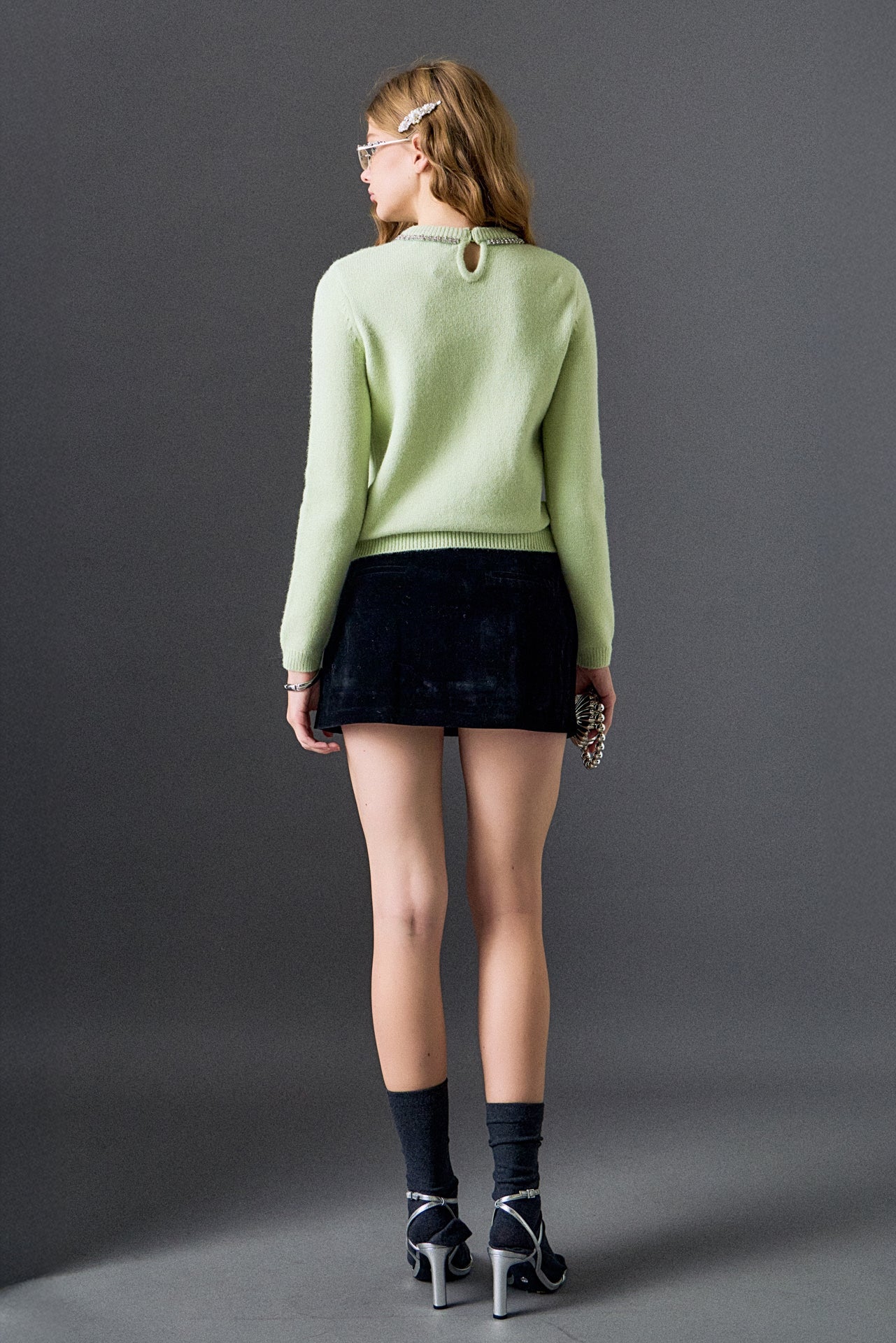 ENGLISH FACTORY - Rhinestone Bow Knit - TOPS available at Objectrare