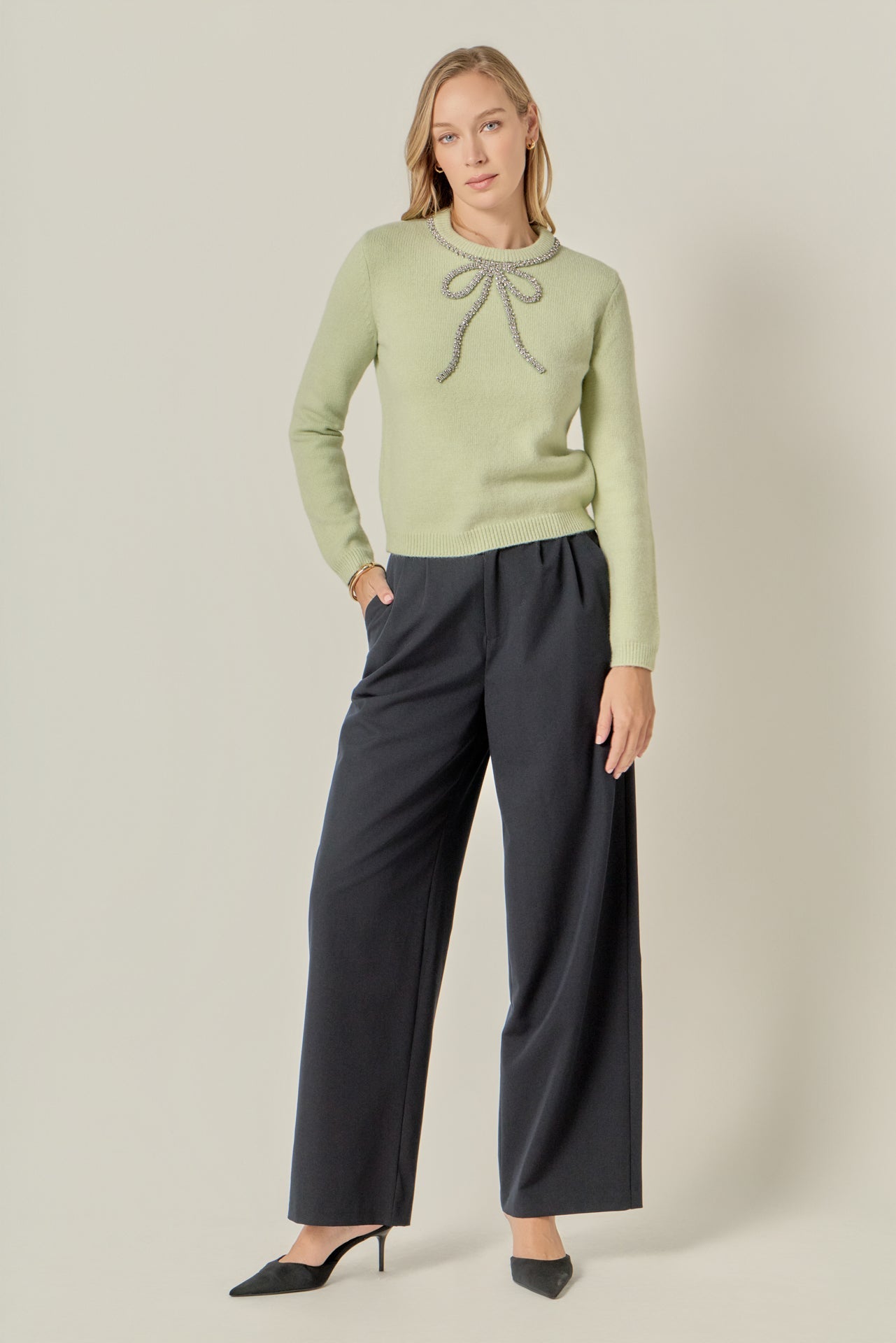 Rhinestone Bow Knit