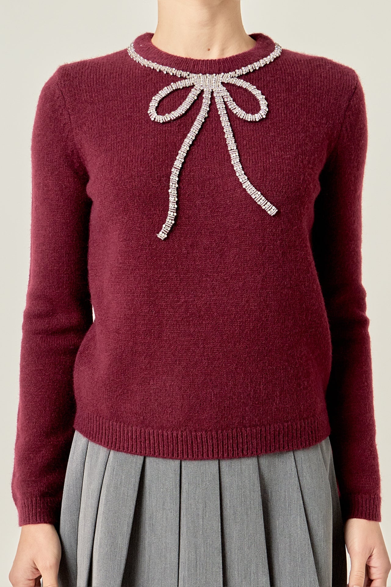 Rhinestone Bow Knit