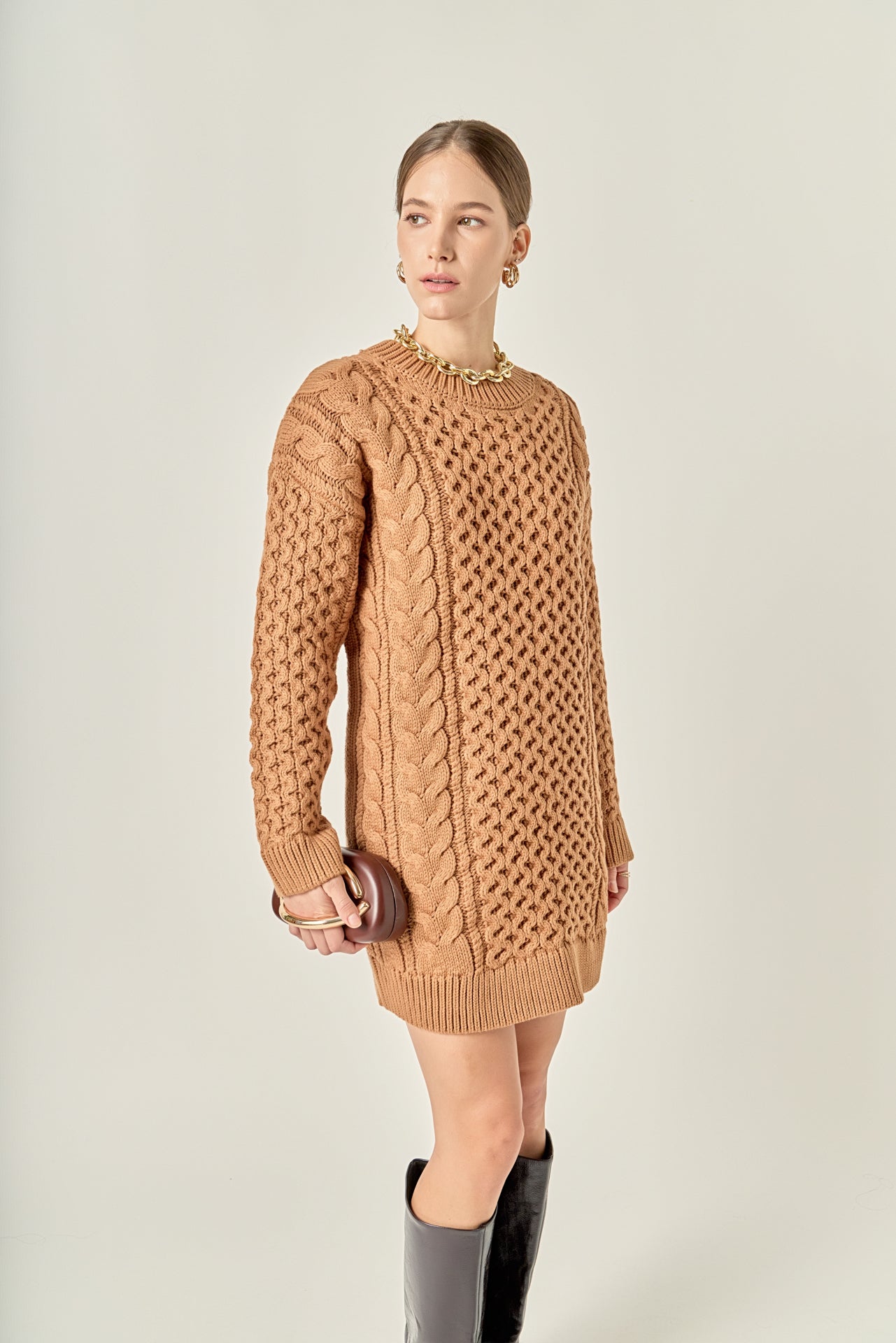 ENGLISH FACTORY - Oversized Cable Knit Dress - DRESSES available at Objectrare