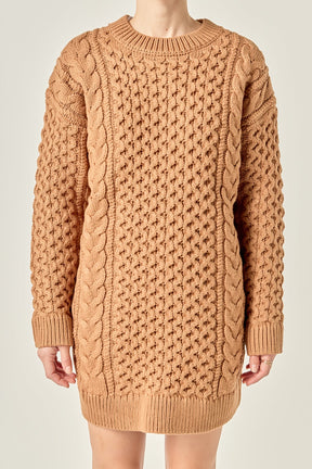 ENGLISH FACTORY - Oversized Cable Knit Dress - DRESSES available at Objectrare