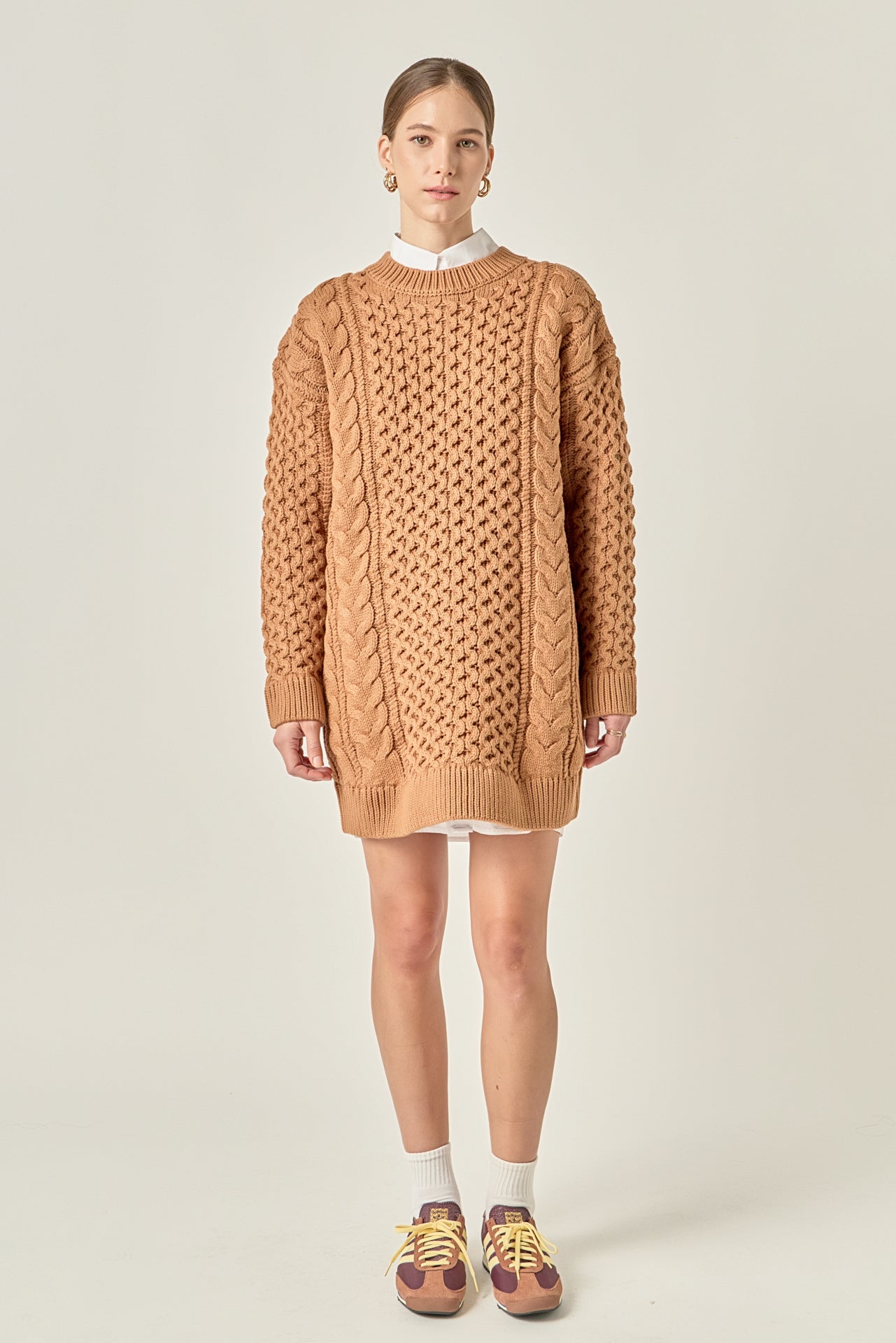 ENGLISH FACTORY - Oversized Cable Knit Dress - DRESSES available at Objectrare