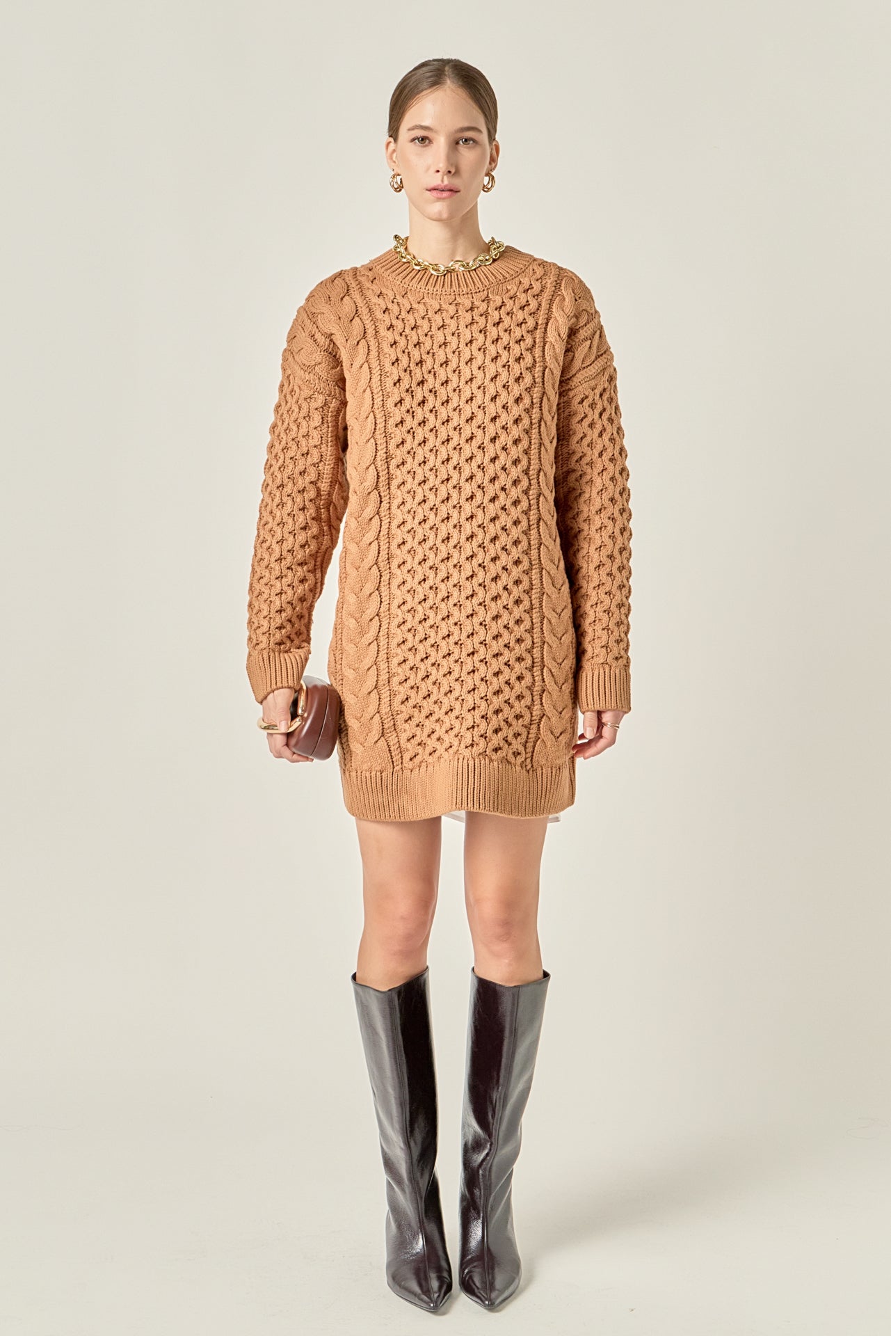 ENGLISH FACTORY - Oversized Cable Knit Dress - DRESSES available at Objectrare